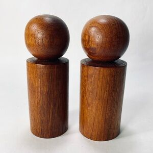 Vintage Mid-century Modern Danish Scandinavian Teak Wood Salt Pepper Shakers